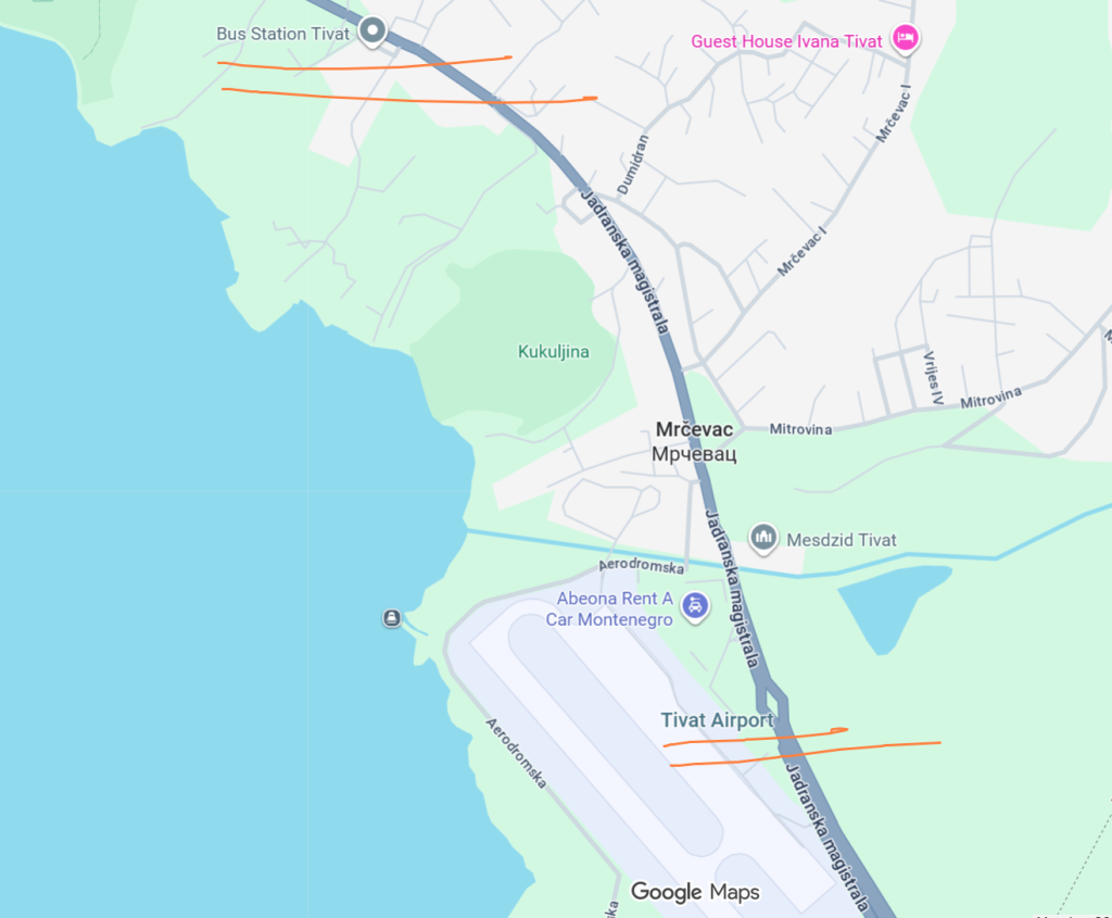 Tivat airport to Bus station